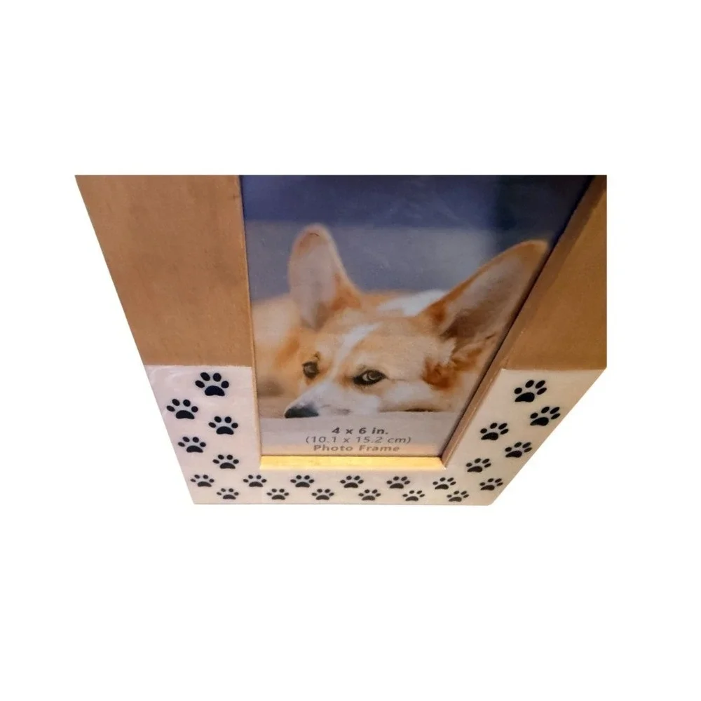 4x6 Wooden Dog Paw Print Picture Frame Pet Memorial Photo Display Bin Deal